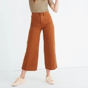 Madewell Emmett Wide Leg Crop Pants Burnt Sienna Orange